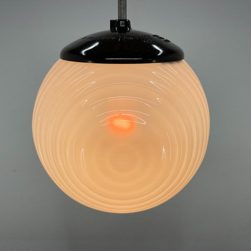Mid century milk glass and Bakelite pendant lamp, 1970s
