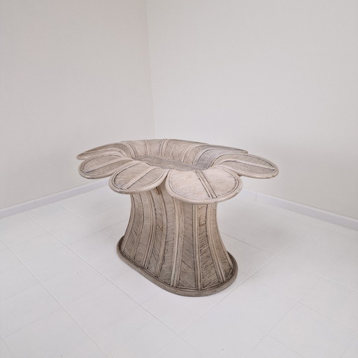 Vintage Oval Bamboo And Rattan Dining Table Base, France 1980'S