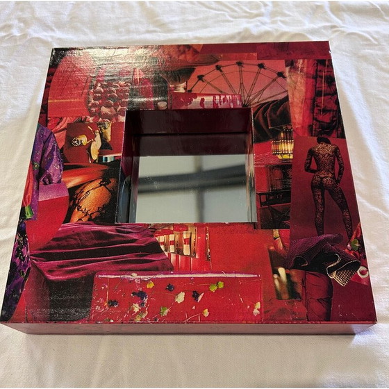 Image 1 of Specchio vintage ricoperto di collage di carta