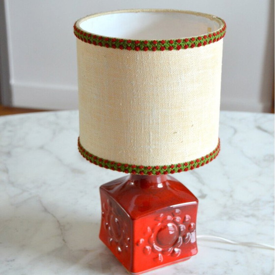 Image 1 of Lampada da tavolo vintage in ceramica rossa, Germania 1970