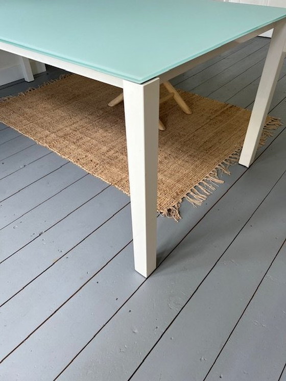 Image 1 of Harvink White Legs/Top Glass Light Green Table