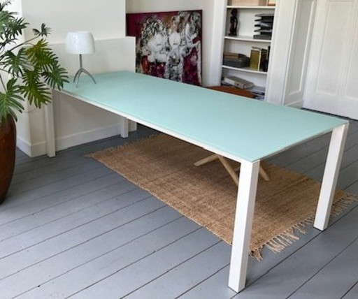 Harvink White Legs/Top Glass Light Green Table