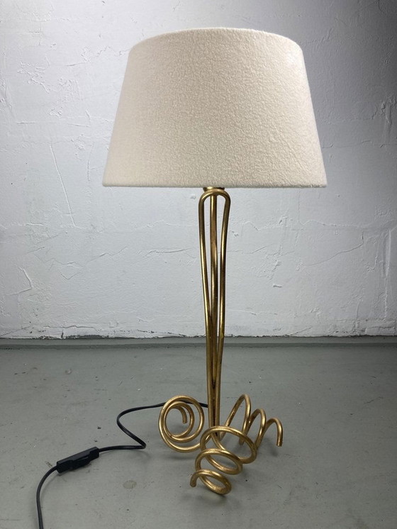 Image 1 of Bouclé Shade Curly Wavy Free Form Table Lamp, 1960S