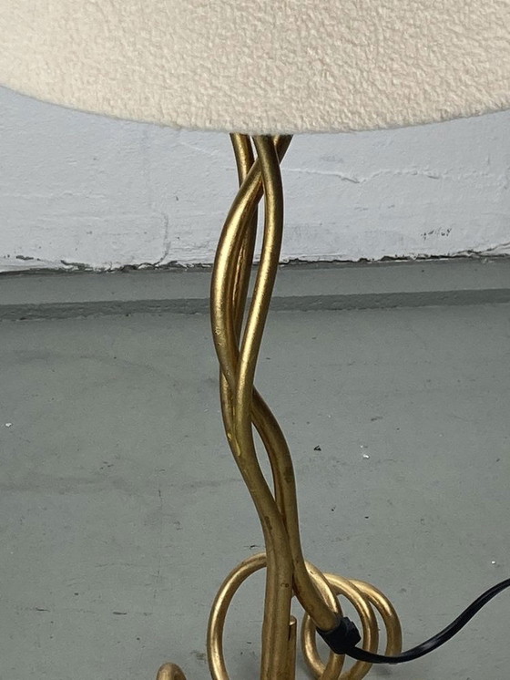 Image 1 of Bouclé Shade Curly Wavy Free Form Table Lamp, 1960S