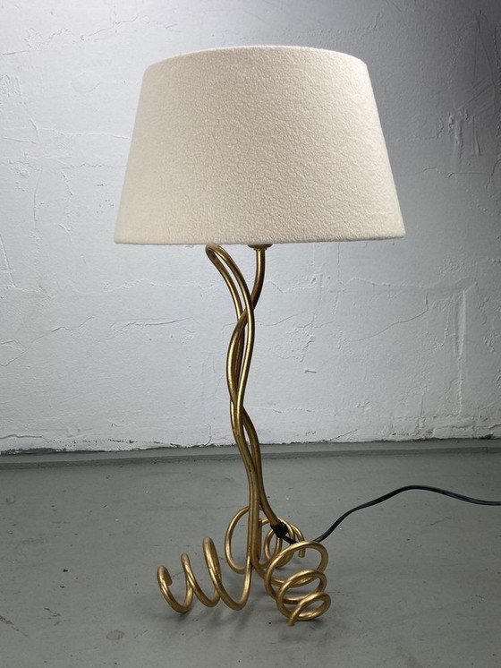 Image 1 of Bouclé Shade Curly Wavy Free Form Table Lamp, 1960S