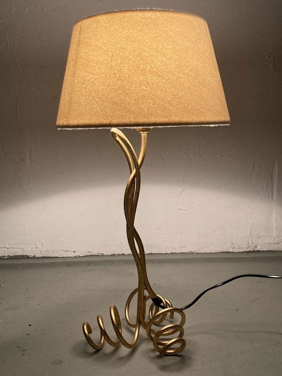 Image 1 of Bouclé Shade Curly Wavy Free Form Table Lamp, 1960S