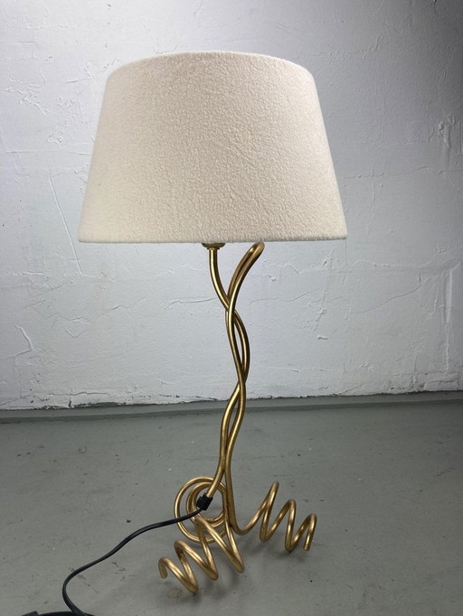 Bouclé Shade Curly Wavy Free Form Table Lamp, 1960S