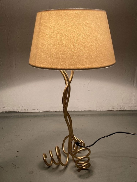 Image 1 of Bouclé Shade Curly Wavy Free Form Table Lamp, 1960S