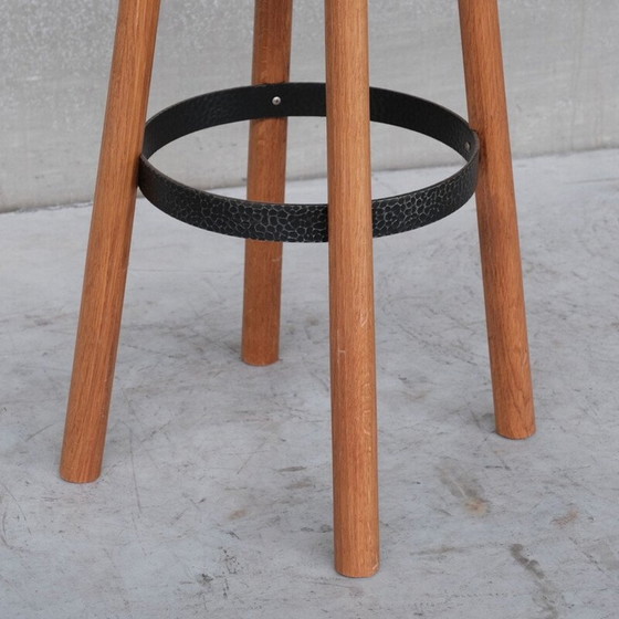 Image 1 of Oakwood and iron mid-century bar stool, Holland 1980s