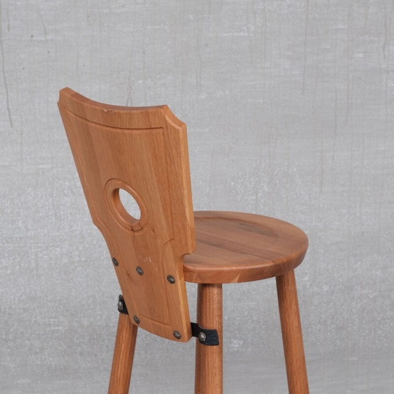 Image 1 of Oakwood and iron mid-century bar stool, Holland 1980s