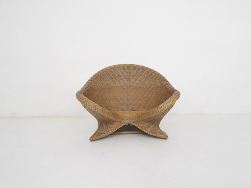 Rattan Zen Meditation Lotus Lounge Chair, 1960'S