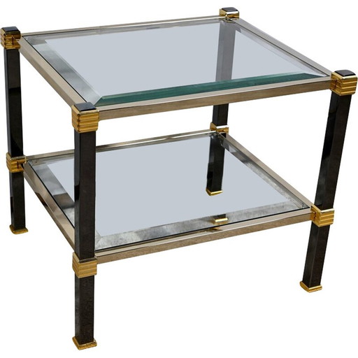 Vintage brass and glass sofa end, 1970