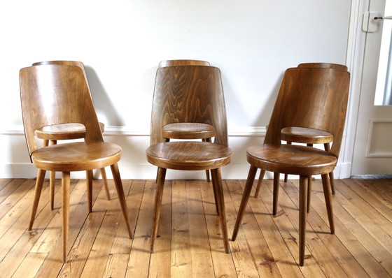 Image 1 of Set Of 6 Baumann Mondor Teak Scandinavian Chairs 1960