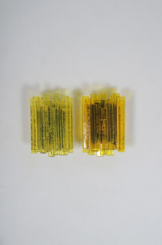 Image 1 of Set of Danish wall lamps Veega 1420 (yellow) by Claus Bolby for Cebo, 1960s