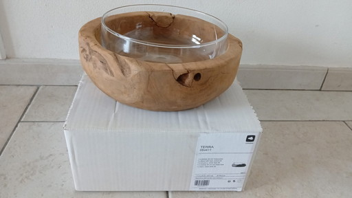 Fruit Bowl Teak Glass Bowl Terra New In Box Ø 28