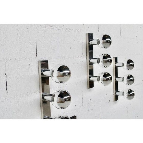 Image 1 of Set of 5 vintage rectangular chrome steel wall lamp by Motoko Ishii for Staff, 1970