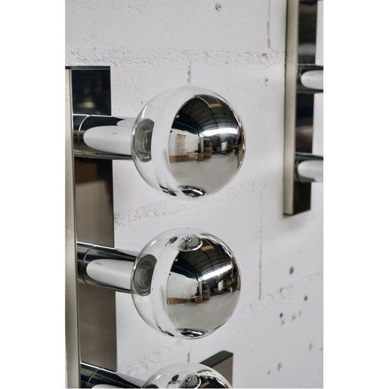 Image 1 of Set of 5 vintage rectangular chrome steel wall lamp by Motoko Ishii for Staff, 1970
