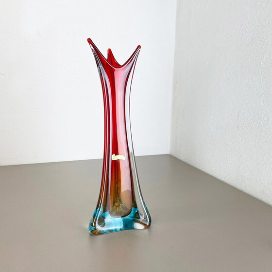 Image 1 of Vintage multi-color Murano glass Sommerso vase, Italy 1970s