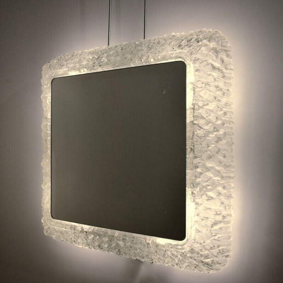 Image 1 of Vintage square backlit plexiglass mirror, 1960