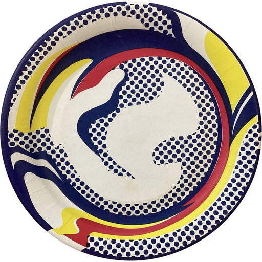 Vintage silkscreen on paper plate by Roy Lichtenstein