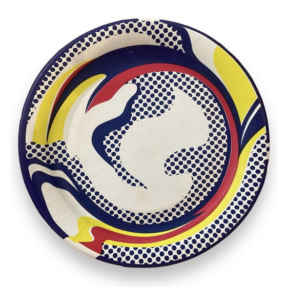 Image 1 of Vintage silkscreen on paper plate by Roy Lichtenstein