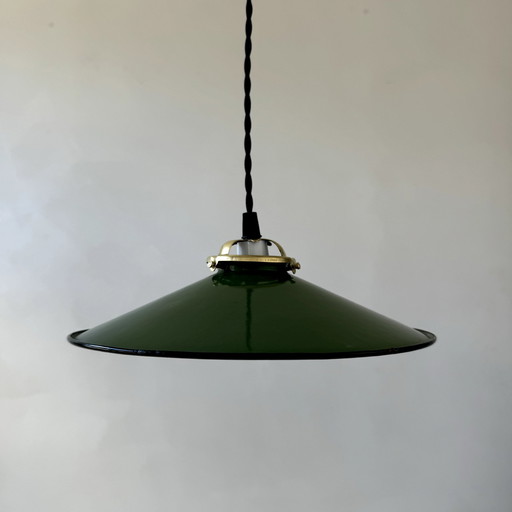 Antique Industrial Conical Enameled Hanging Lamp