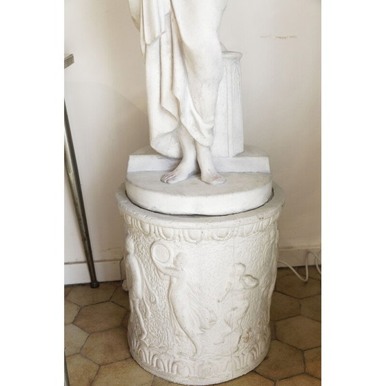 Image 1 of Vintage garden lamp Nymph in white stone, Italy 1950