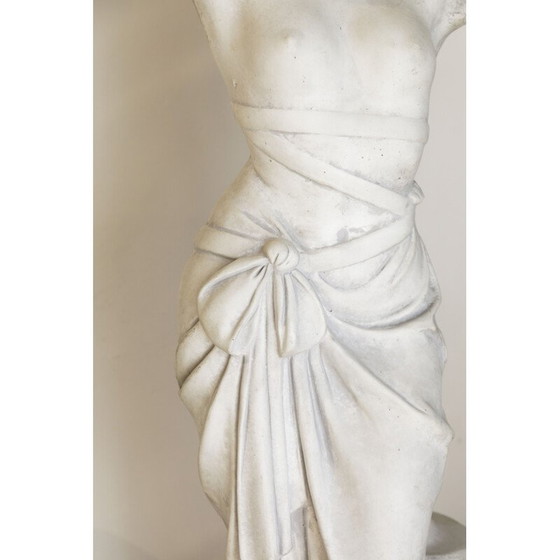 Image 1 of Vintage garden lamp Nymph in white stone, Italy 1950