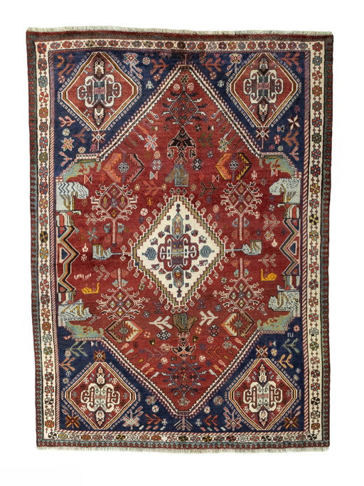 Hand-knotted Shiraz oriental rug - 217 X 155 Cm