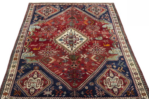 Hand-knotted Shiraz oriental rug - 217 X 155 Cm