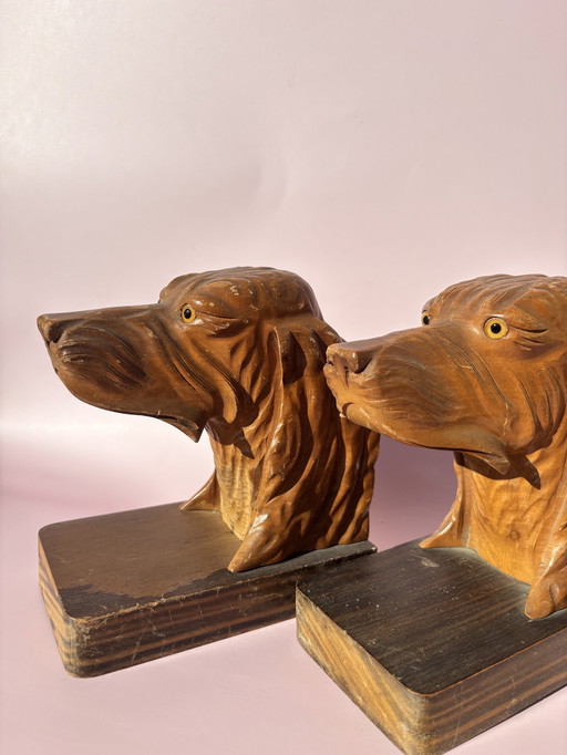 Pair Of Carved Wooden Bookends Signed P.Belys