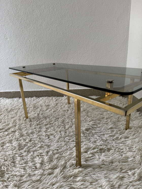 Image 1 of 60's Brass Smoked Glass Coffee Table