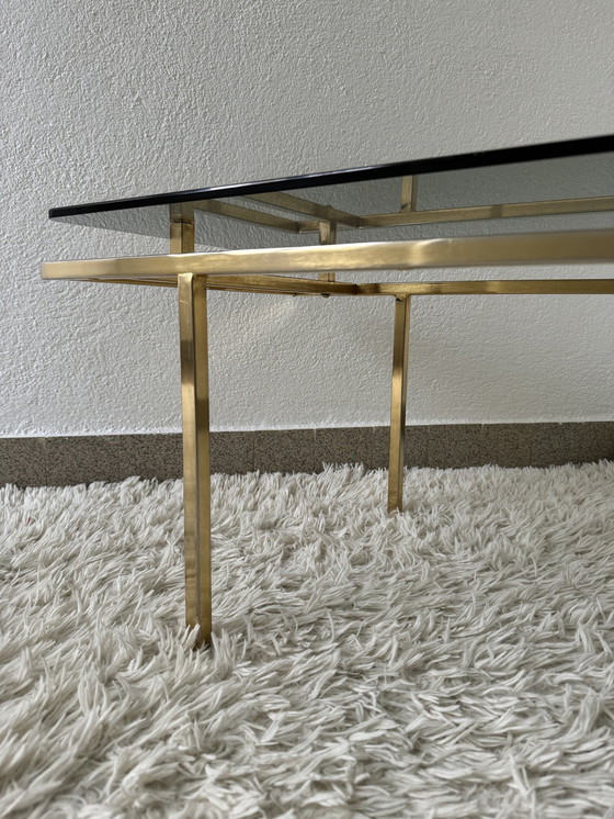 Image 1 of 60's Brass Smoked Glass Coffee Table