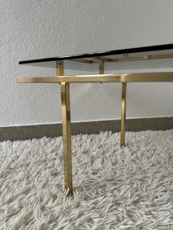 Image 1 of 60's Brass Smoked Glass Coffee Table