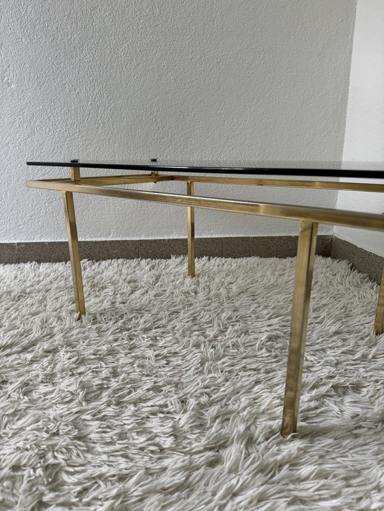 Image 1 of 60's Brass Smoked Glass Coffee Table