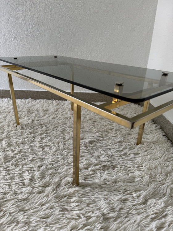 Image 1 of 60's Brass Smoked Glass Coffee Table