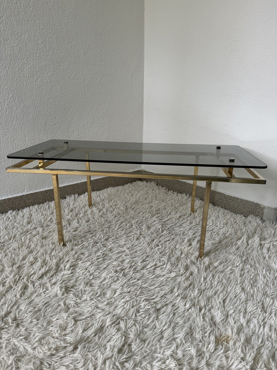 Image 1 of 60's Brass Smoked Glass Coffee Table