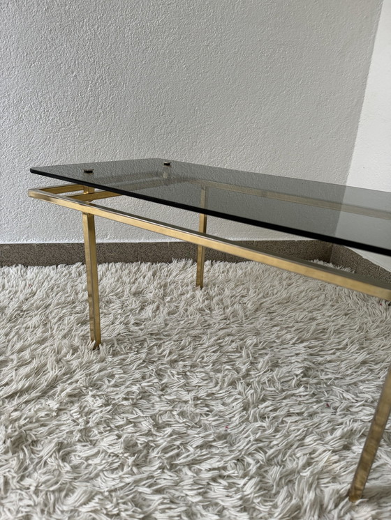 Image 1 of 60's Brass Smoked Glass Coffee Table