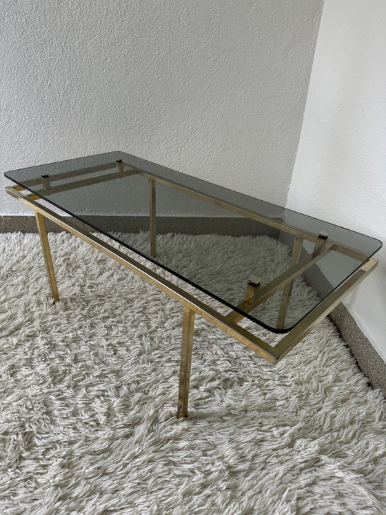 Image 1 of 60's Brass Smoked Glass Coffee Table