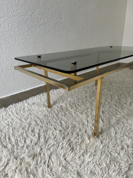 Image 1 of 60's Brass Smoked Glass Coffee Table