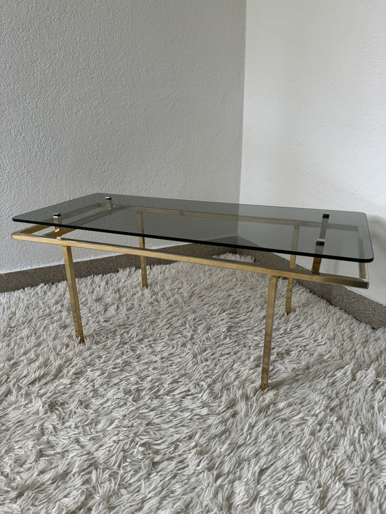 Image 1 of 60's Brass Smoked Glass Coffee Table