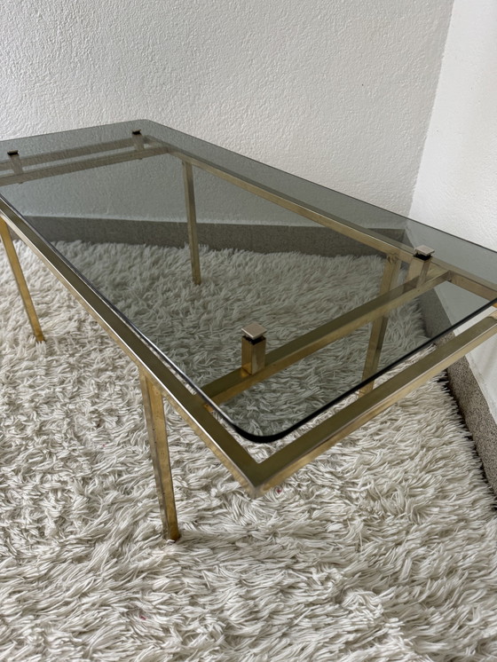 Image 1 of 60's Brass Smoked Glass Coffee Table