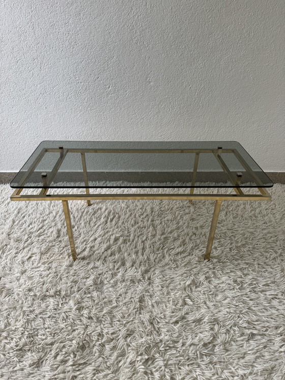 Image 1 of 60's Brass Smoked Glass Coffee Table