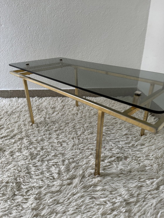 Image 1 of 60's Brass Smoked Glass Coffee Table