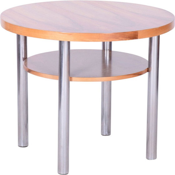 Image 1 of Vintage steel and walnut side table by Mücke Melder, Czechoslovakia 1939