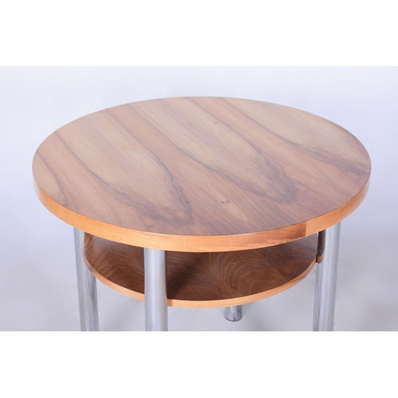 Image 1 of Vintage steel and walnut side table by Mücke Melder, Czechoslovakia 1939
