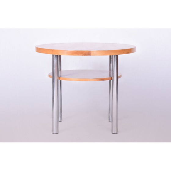 Image 1 of Vintage steel and walnut side table by Mücke Melder, Czechoslovakia 1939