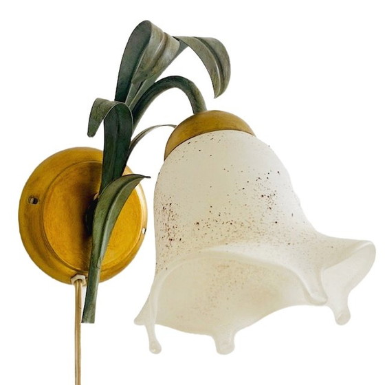 Image 1 of Lampada da parete vintage in stile art déco con foglie