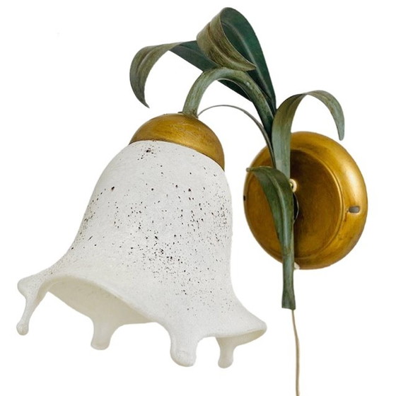 Image 1 of Lampada da parete vintage in stile art déco con foglie