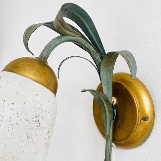 Image 1 of Lampada da parete vintage in stile art déco con foglie